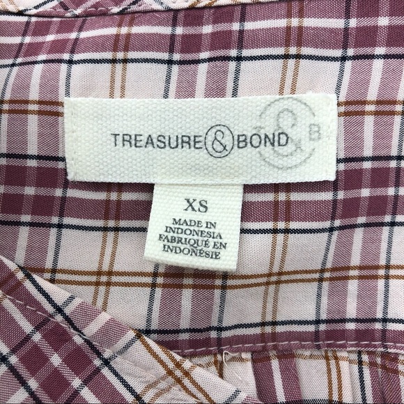 Treasure & Bond Red Checkered Long Sleeve Blouse - Picture 5 of 7